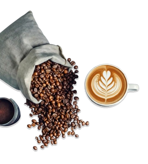 Granos y taza de café Xiolo